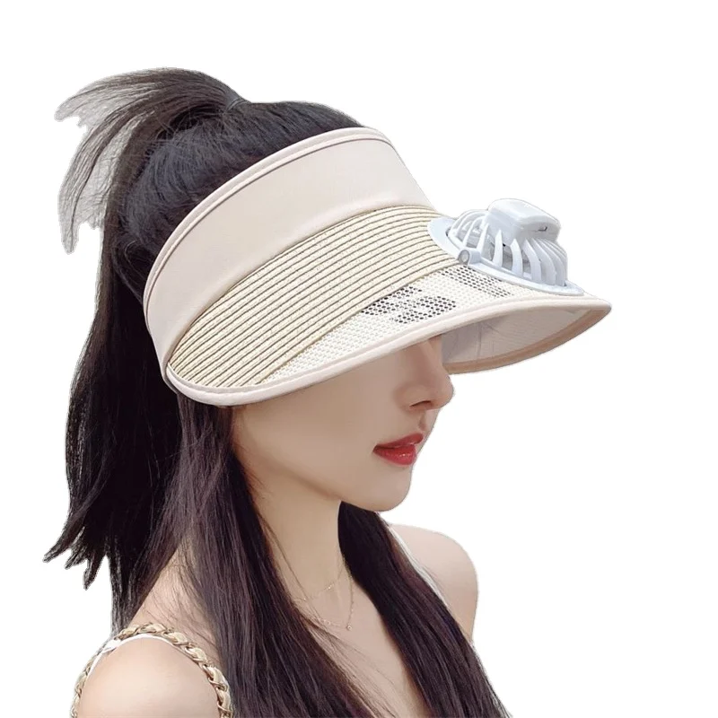 Rechargeable fan cap sun t unisex empty top hat summer outdoor fashion cycling sun hat sun protection straw hat