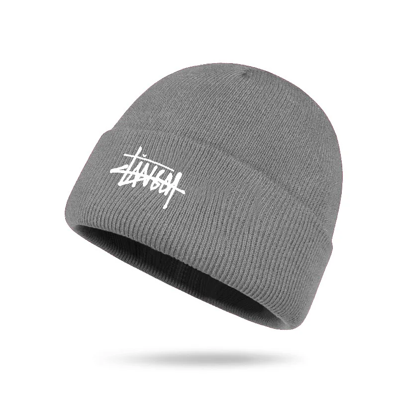 Custom Puff Logo Winter Skull Cap 100% Acrylic Designer Beanie Hats High Hip Hop Warm Knitted Appropriate Digital