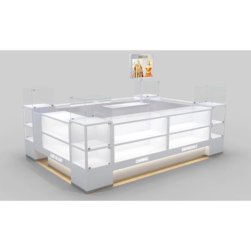 Modern Custom Shop Counter Design Shopping Mall Jewelry Display Cabinet Showcase For Jewelry Kiosk