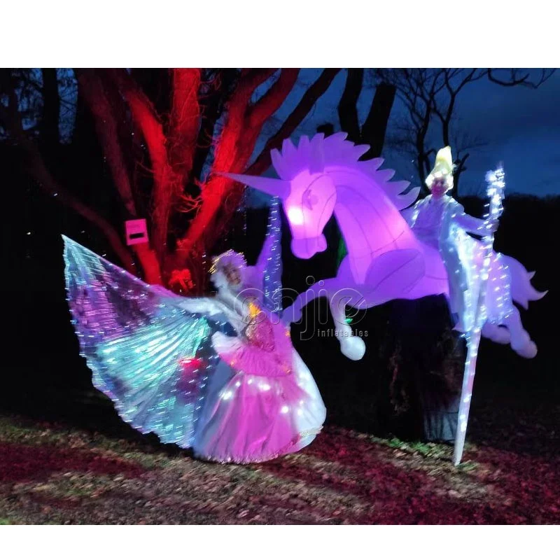 Giant animal mascot costume inflatable white led horse costume mascot unicorn costume horse characters