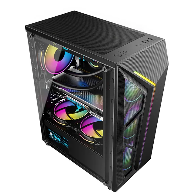 Hongyi M-ATX ATX ITX CASE table vertical SPCC HD Audio ARGB light panel gamer gaming computer pc case & towers with RGB fan