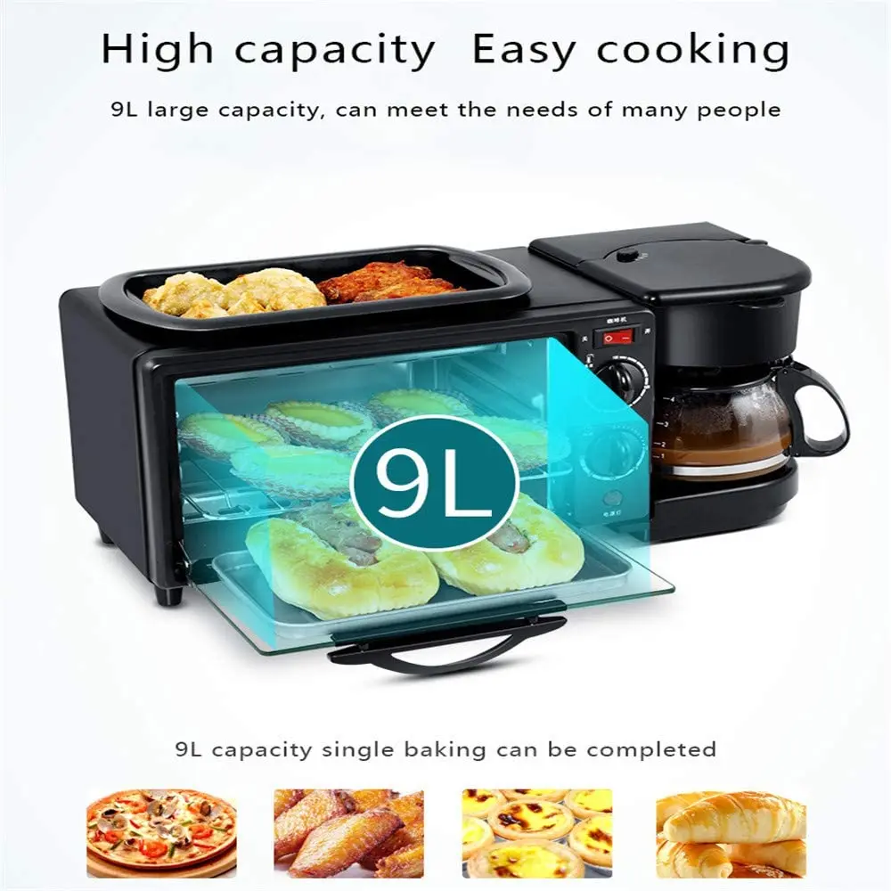 
Multi-function Breakfast Machine Mini Household Electric Oven Cake Baking Fry Pan Warm Drinking Pot Toaster 