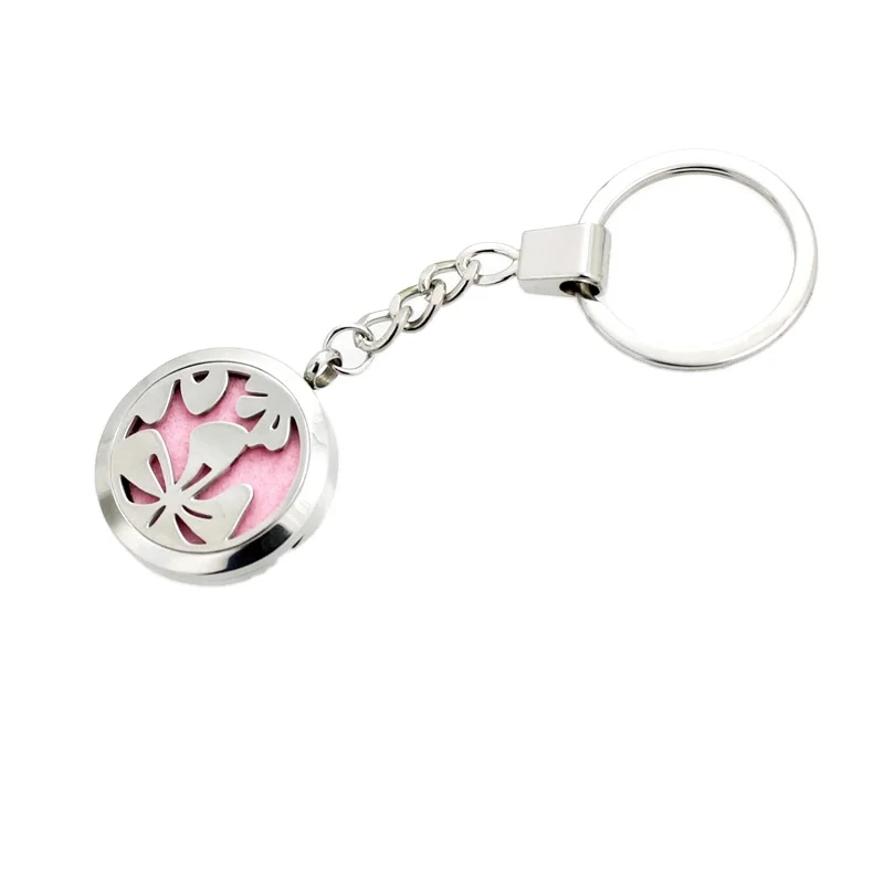 30mm Stainless Steel Essential Oil Diffuser Locket Keychain for Custom DIY Key Chain Jewelry Accessories