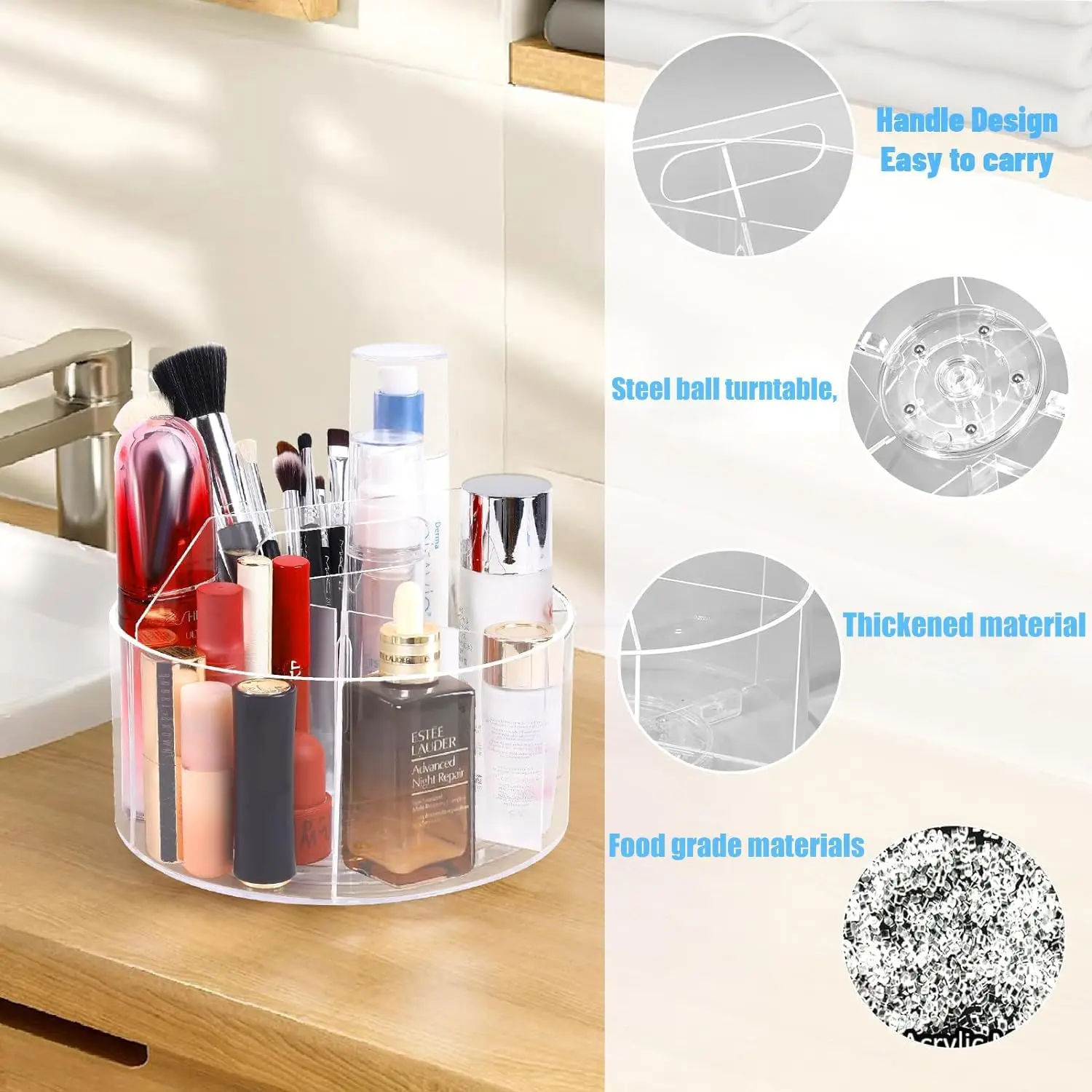 Large Capacity Desktop 360  Acrylic Desktop Pencil Pen Organizer Office Crayon Marker Holder Acrylic Cosmetics Storage Rack