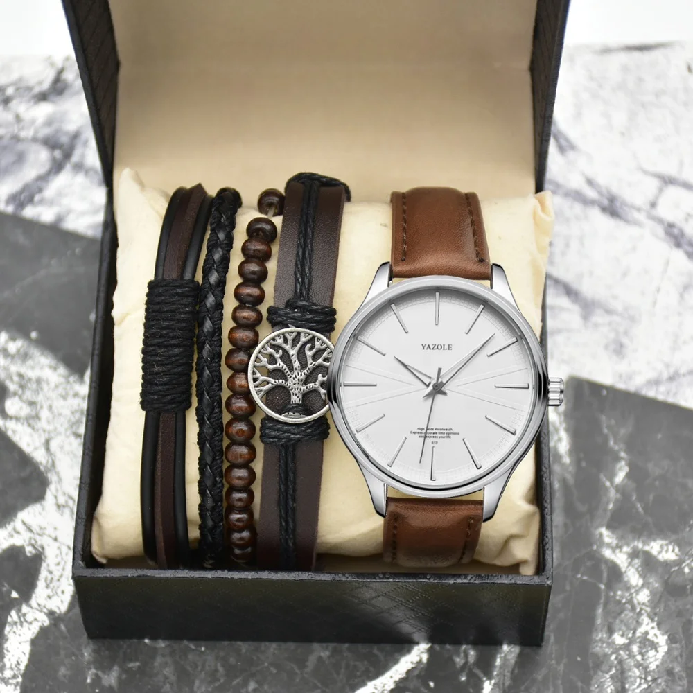 Yazole High Quality Men Watch gift set Luxury Leather Watch For Men Montre Homme Fashion Sport clock Men Watches reloj hombre
