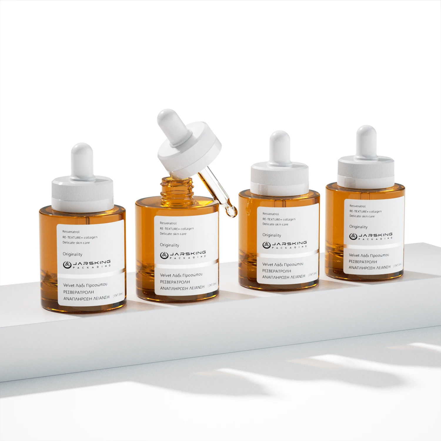 30ml Custom luxury round custom round cosmetic frosted face hair serum essential oil glass dropper bottles