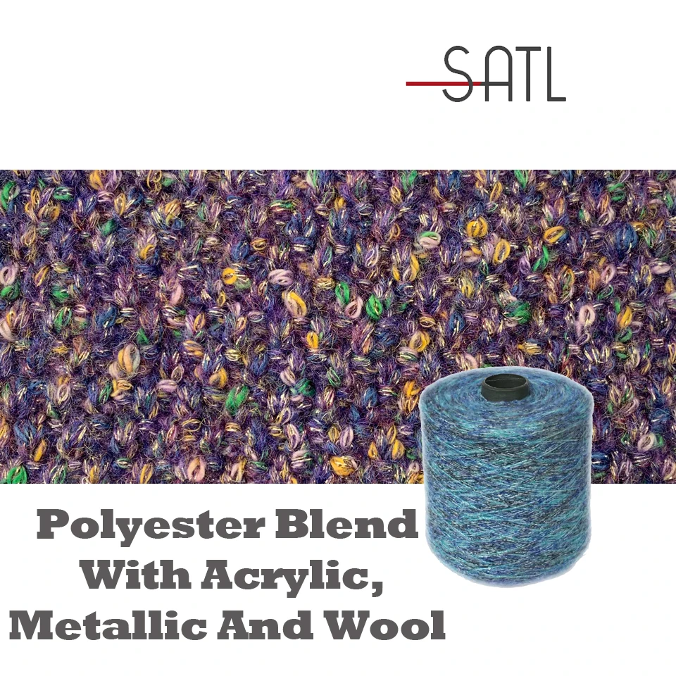 Lurex Fancy Yarn 1/2.8nm 68% Polyester 22% Acrylic 6% Metallic 4% Wool Blend Thick Air Yarn For Crochet