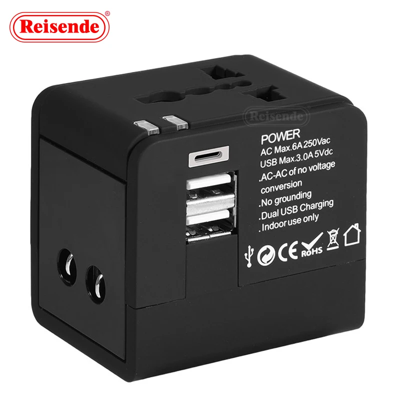 Universal Travel Adapter Global Travel Switch Plug 2 Usb Usb Multi Plug Adaptor