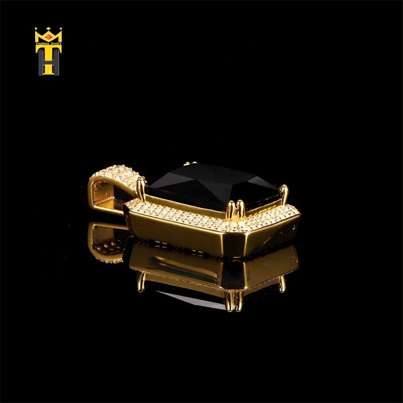 Vintage square pendant 18k gold plated cz diamond jewelry sapphire emerald gemstone necklace pendant