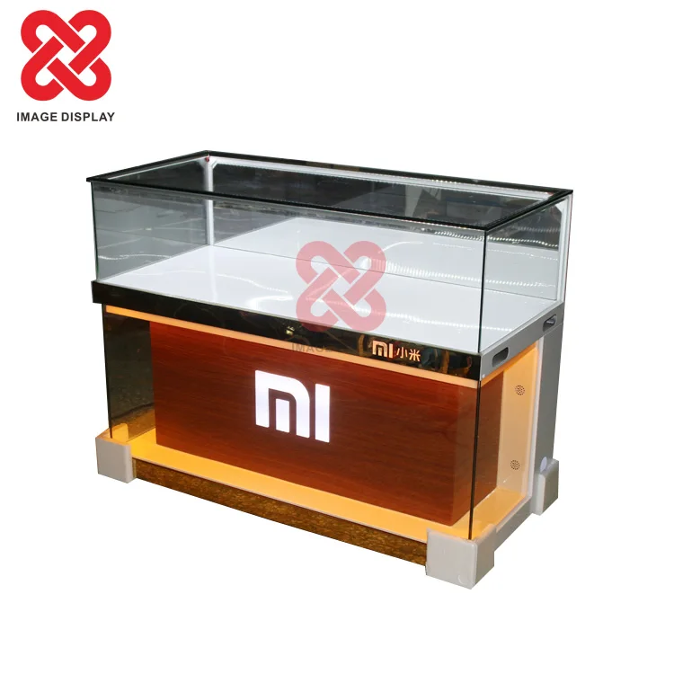 IMAGE LED mobile phone glass display showcase with customized design logo retail store furniture