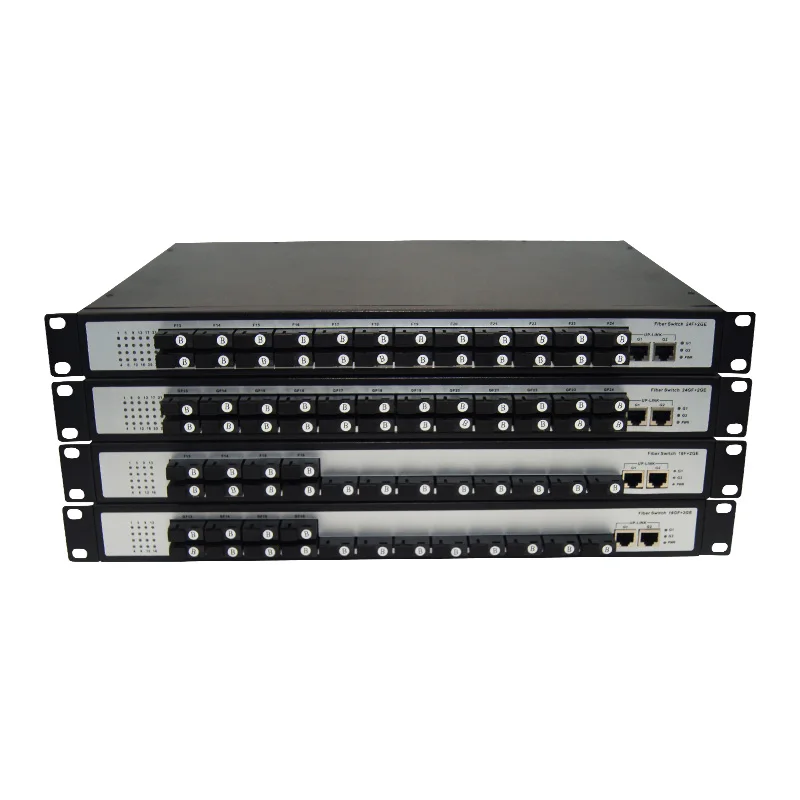 10/100/1000Mbps Fiber Optical Transceiver Gigabit 20KM 24 SC Fiber Port 2 RJ45 Netlink Plug & Play Fiber Optic Media Converter