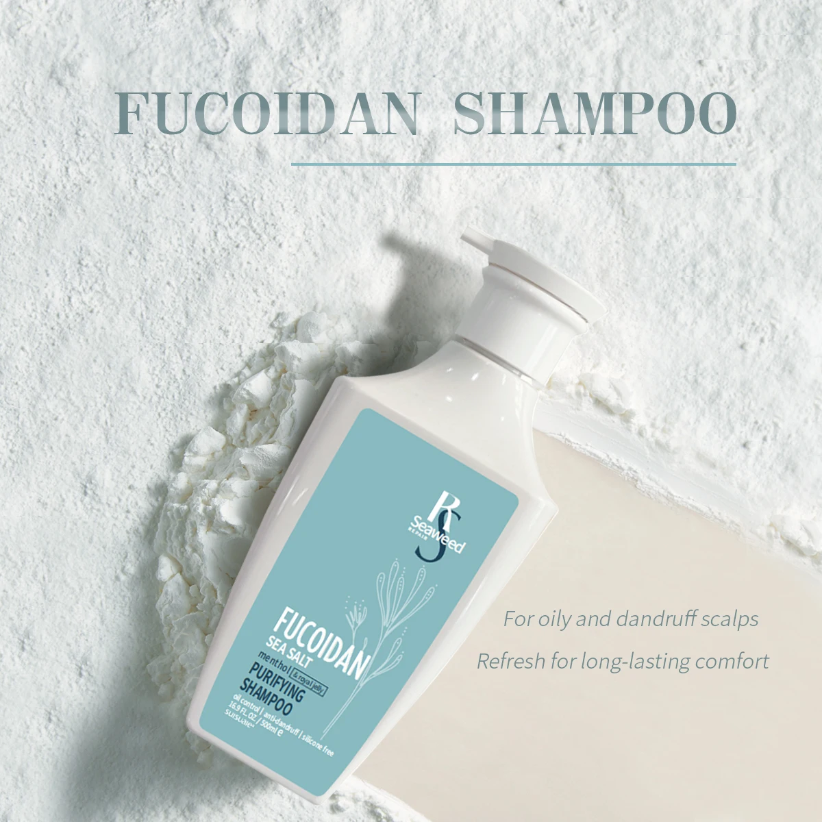 Professional Oil Control Moisturizing Anti-Itching Fucoidan Purifying Hair Care Organic Natural Dandruff Shampoo