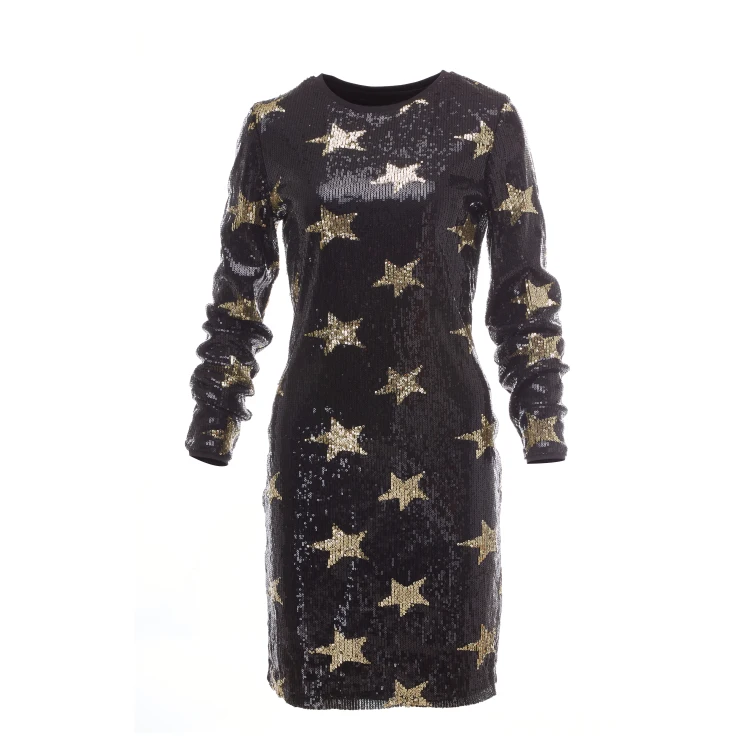 
Wholesale Hot Sale Custom Washable Elegant Sequin Star Party Long Sleeve Dresses 