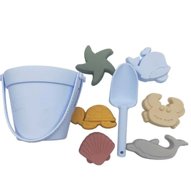BPA FREE Portable Silicone Sand Bucket Toys Customized Silicone Beach Toys Silicone Bucket Pail and Spade sets