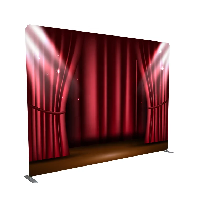 Custom printed stretch fabric media wall display pillow backdrop photo booth