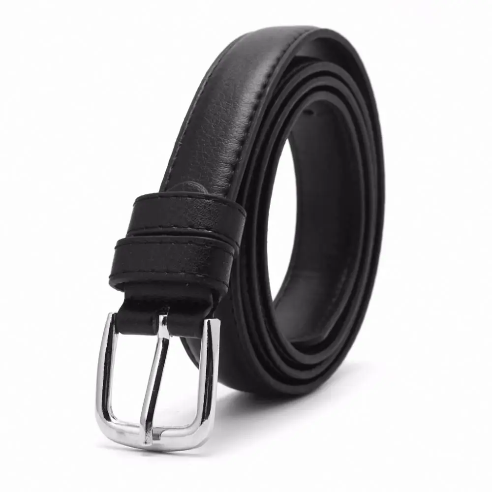 
Fashion Female Antique Black Belt Metal Jeans Woman Faux Leather Belt 