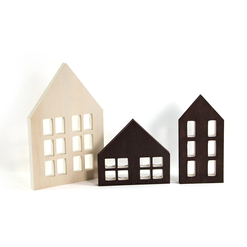Unfinished wooden Christmas miniature Houses natural village  Mini House Shapes for Christmas decoration