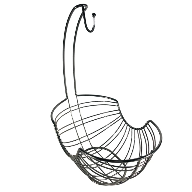 Popular Black Nickel Wire Metal Banana Wire Bowl  In Oval Shape Fruit Storage Baskets