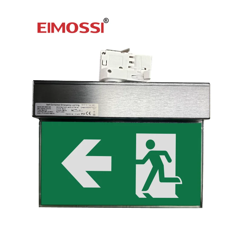Track mounted AIMOXI EM4060 acrylic board light rechargeable LED emergency exit for door supermarket exit sign