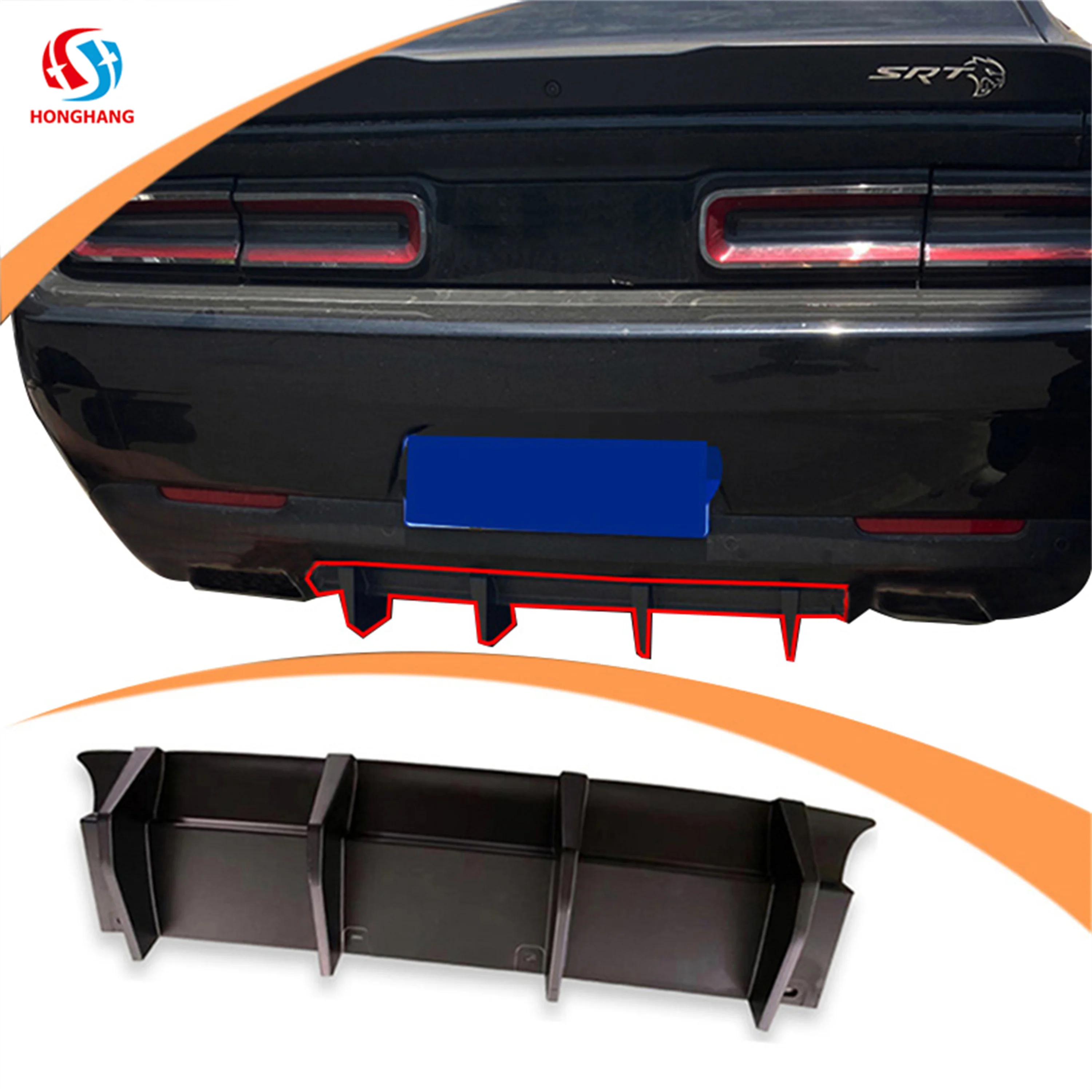 Chaoshenghang Custom Cheap Glossy Black Carbon Fiber Colour Rear Bumper Diffuser Lip For Dodge Challenger accessories 2015-2020