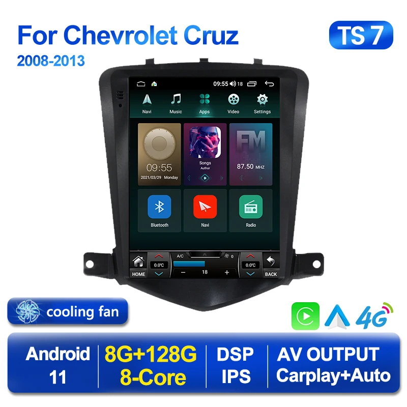 Экран Tesla на Android 11 для Chevrolet Cruze J300 Holden Daewoo Lacett 2009-2015 автомобильное радио gps-навигация стереоплеер BT WIFI