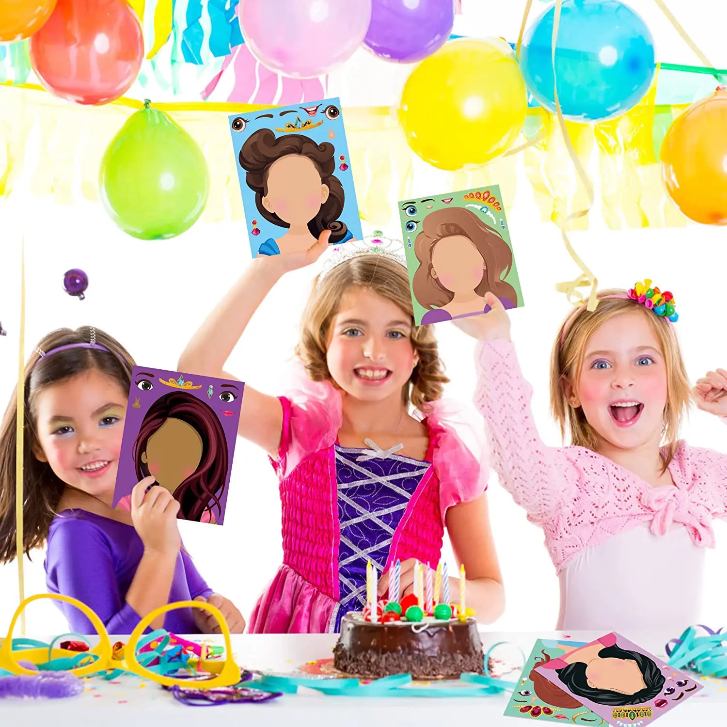 Partycool Make Your Own Princess Make Face Stickers Puzzle Game Cute Girls Kids Children Stickers Dress Up Birthday Party Favors