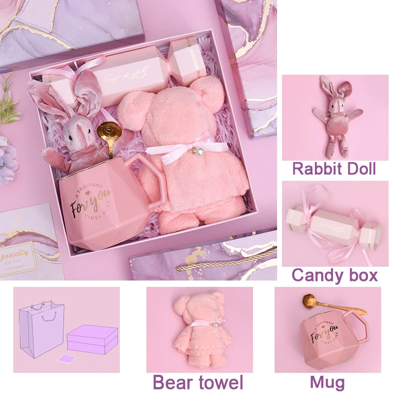 New Promotional Housewarming Cases Eyeshade Towel Mug Birthday Gift Box Set Wedding Favors Gifts Guest