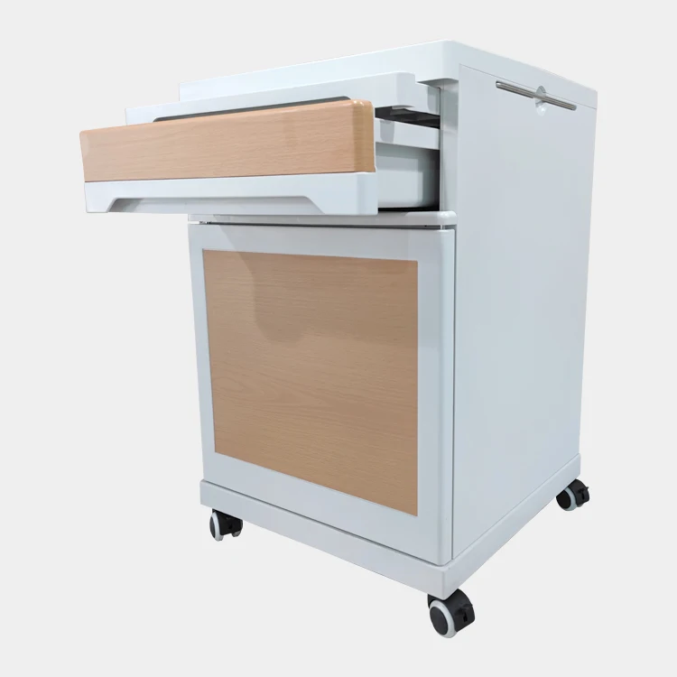 Topsale customized ABS plastic hospital bedside cabinet bedside locker with casters