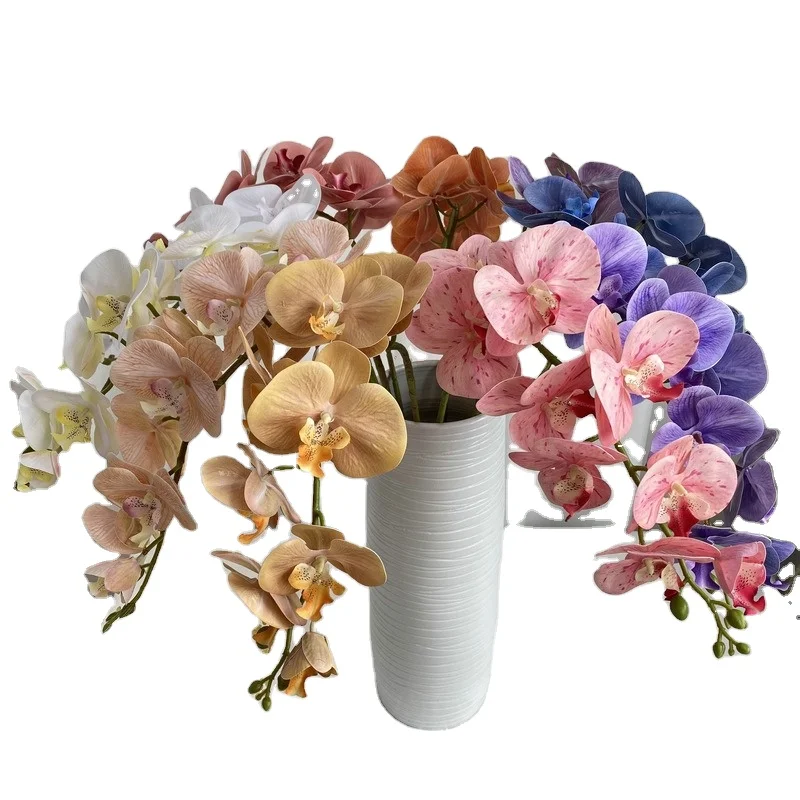 9 Heads Of 3D French Phalaenopsis Wedding Home Decoration Artificial Flowers