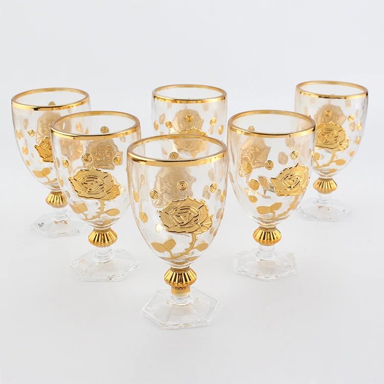 New Wholesale Golden Water Jug Glass Water Set 7pcs glass tumbler jug Pitcher Set With Lid glass water set