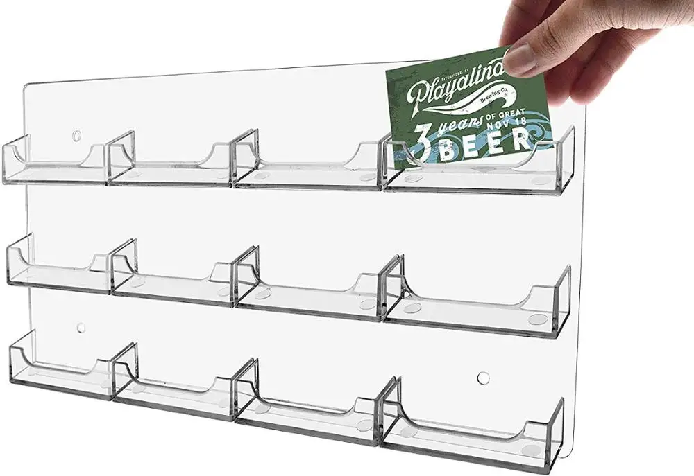 Business Card Holder Wall Mount Rack 12 Pocket Gift Card Organizer