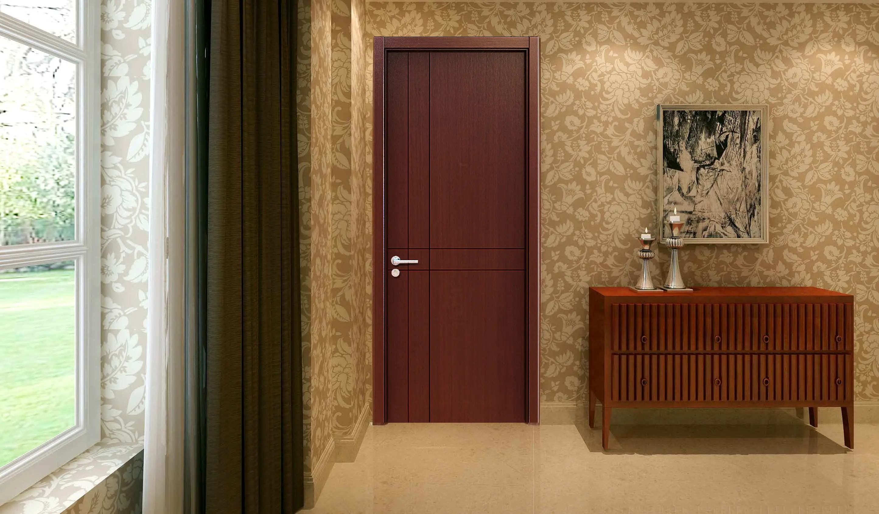 ACE Mdf Doors for Interior Room Lacquer Finish Infill Mdf Board/solid Wood with Customized Door Handles with Lock Interior Doors