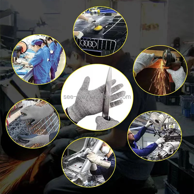 Seeway High Quality 13 Gauge CE EN388 Level 5 Cut Resistant Protection Gloves