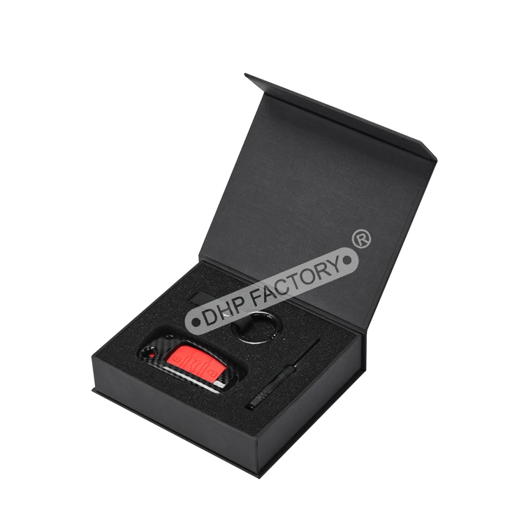 Luxury Customize Foil Logo Texture Paper Rigid Magnet Display Car Key Set Packaging Gift Box With PU foam Insert