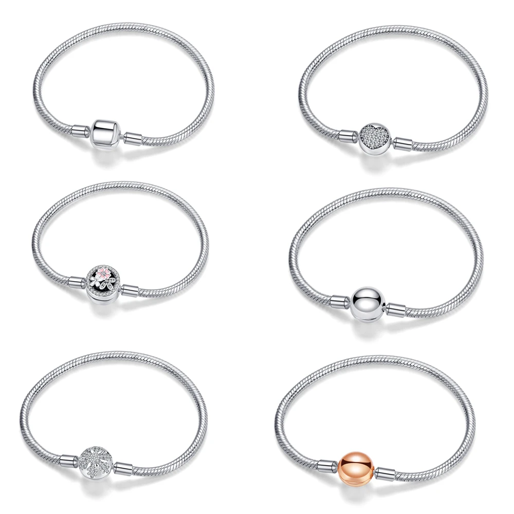 High  jewelry classic snake bone chain 925 sterling silver heart-shaped charm bracelet wholesale