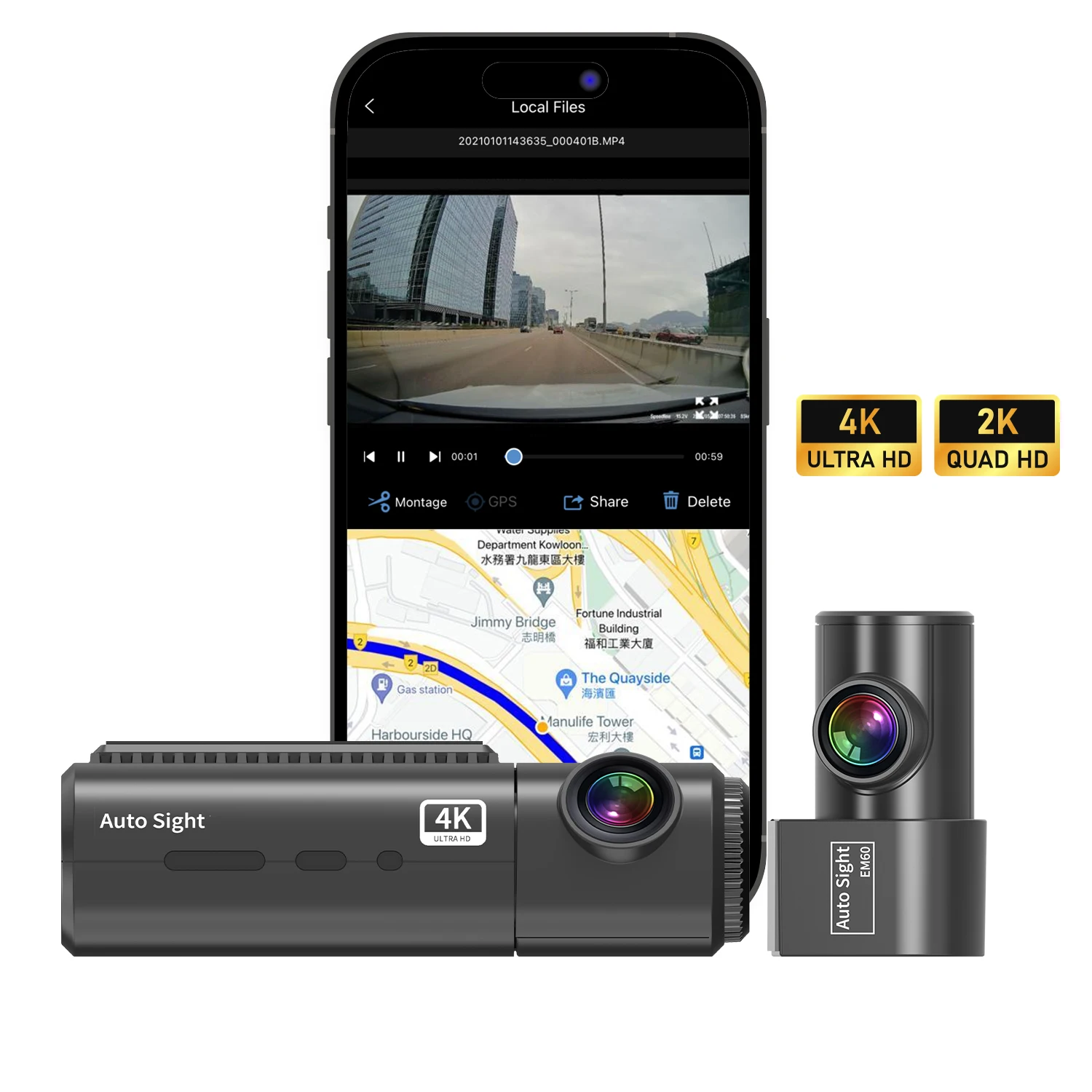 Auto Sight Car Dvr Dash Cam Doble Camara 4k Wifi Gps Dual Lens Front And Rear 4k Dash Camera Car Black Box Camera Dashcam 4k