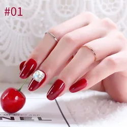 24 Pcs Nail Art Decoration Press On Gel Nail Stickers Diamonds False Nails Artificial