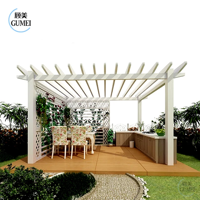 Gazebo For Garden Grape Trellis Wood like Waterproof Aluminum Pergola