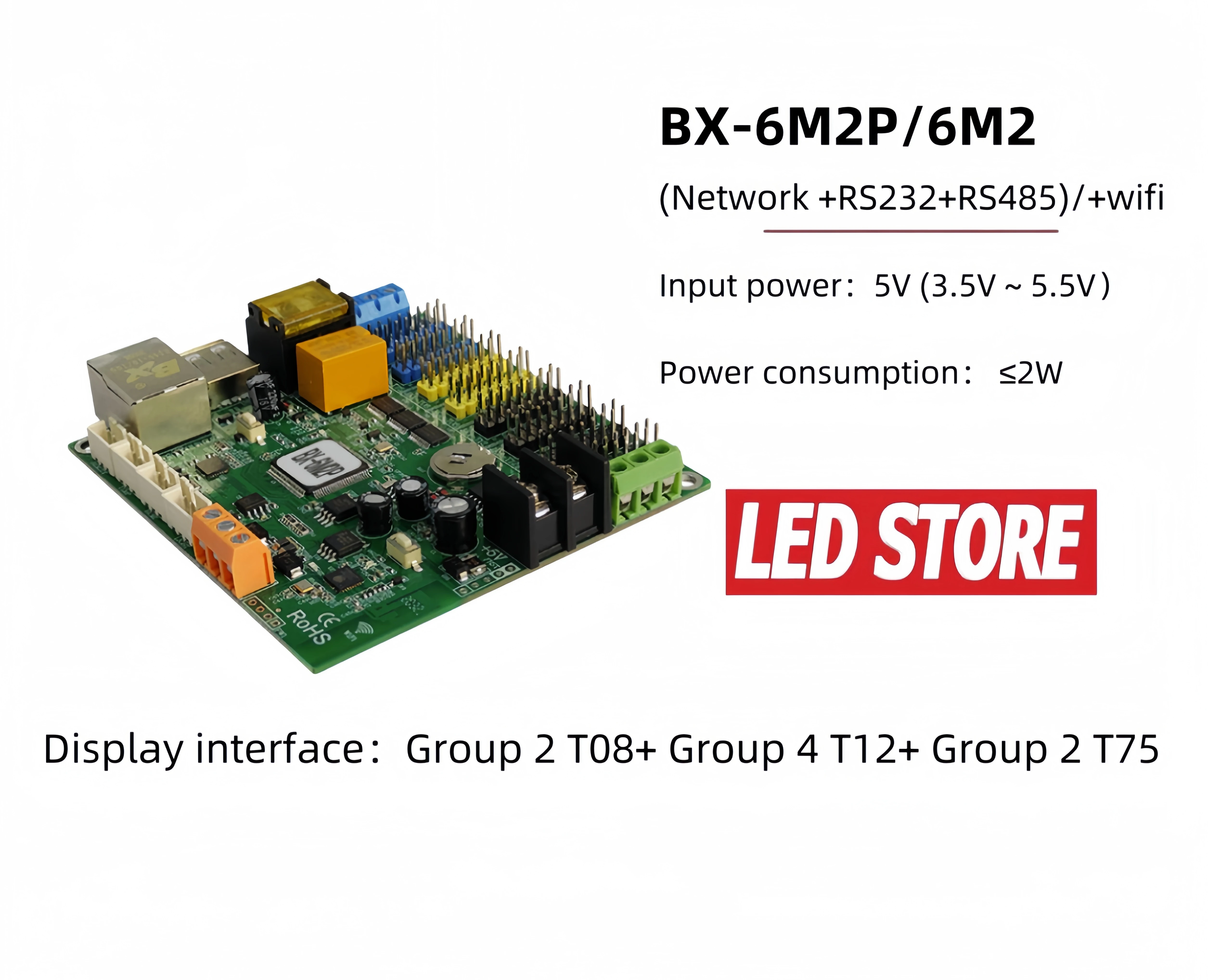 BX-6M2P/6M2 (net+RS232+RS485)+wifi Tri Color series LED Control Card BX-6MT/6MT0812/6M0/6M1/6M2/6M3/5E1/5E2/5E3/6E1X/6E2X/6E3