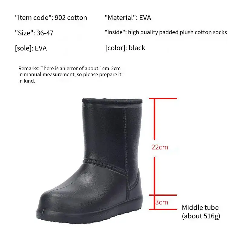 Eva Rain Boots With Cotton Rubber Winter Shoes Non-Slip Fishing Water Shoes And Labor Protection Rain Boots