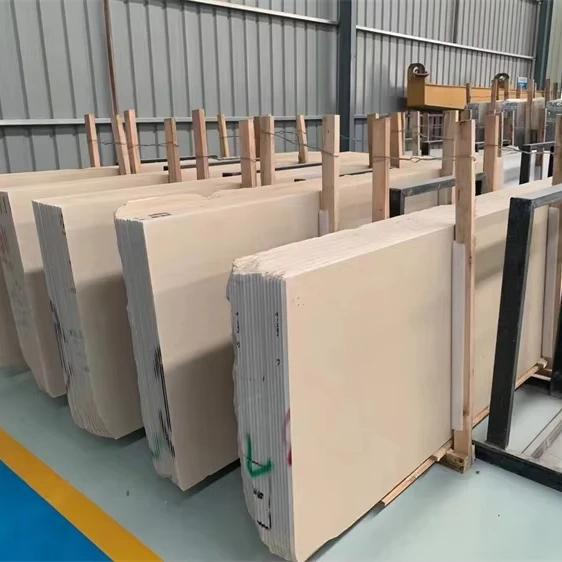 Portugal Moca Cream Limestone Slab Modern Design Polished Surface for Villa Exterior Wall and Floor Wholesale Price