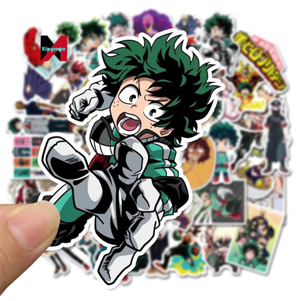 Kawaii Products 50Pcs/Set Waterproof Luggage Laptop Guitar Japanese My Hero Academia Sticker Anime Stickers for Kids