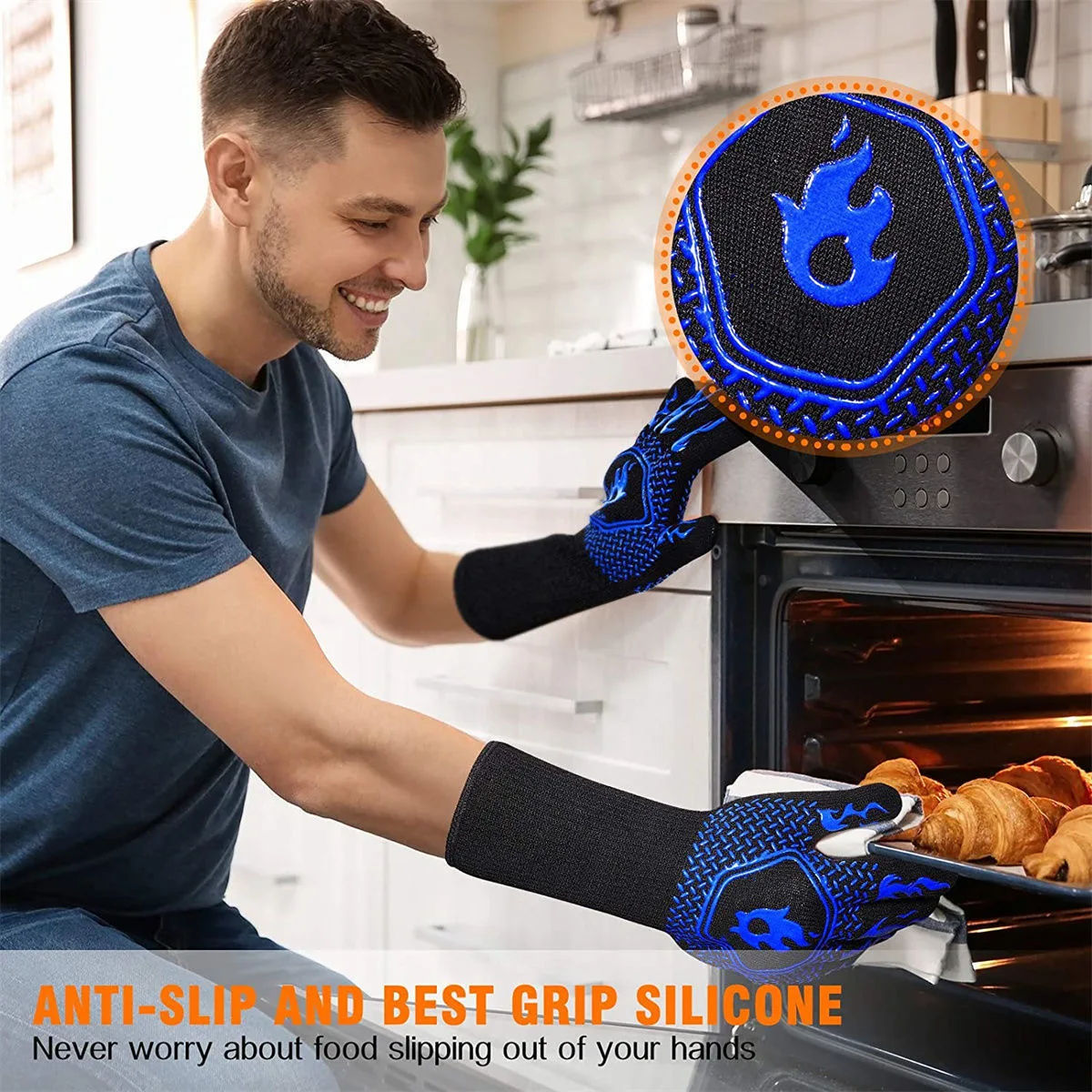 Heat-resistant gloves fire prevention heat insulation Barbecue oven BBQ gloves