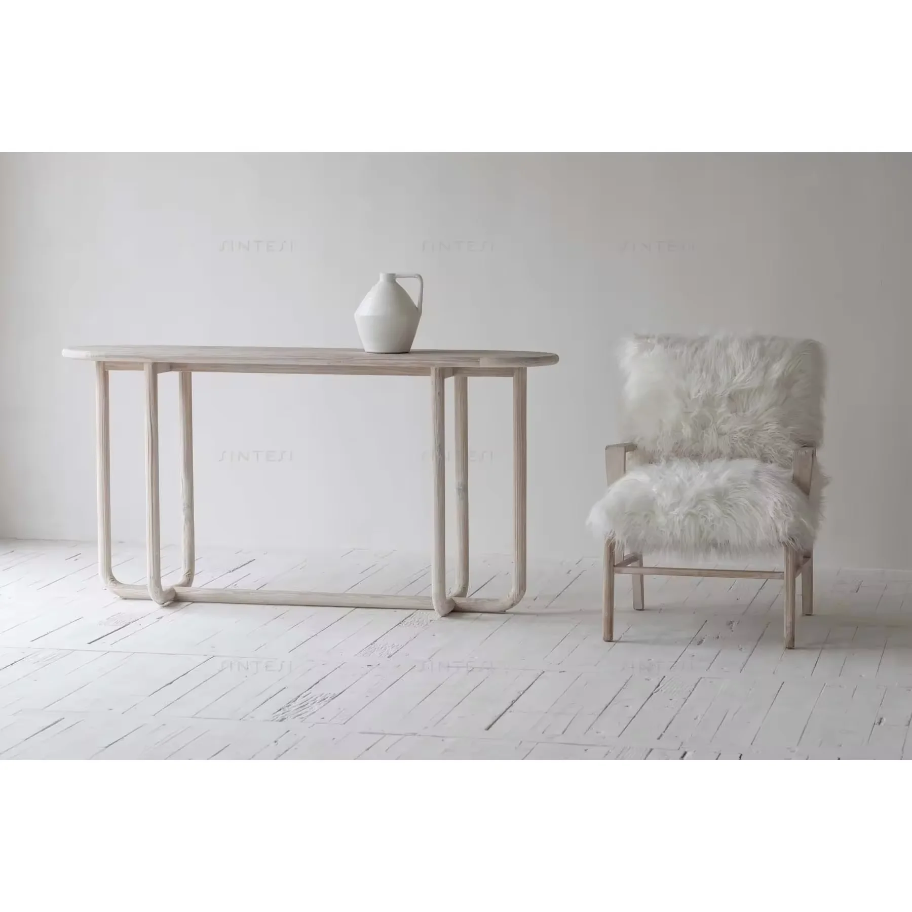 Scandinavian Vintage Wood Table Luxury White Console Table for Dining and Kitchen Home Furniture