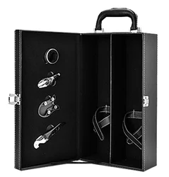 Custom leather wine box PU leather wine gift box  For Double Bottles Wine Case