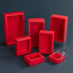 Kraft Paper Box Telescope Boxes Drawer Craft Paper Box Print Transparent in Stock Accept Customized with Window Custom Size Food