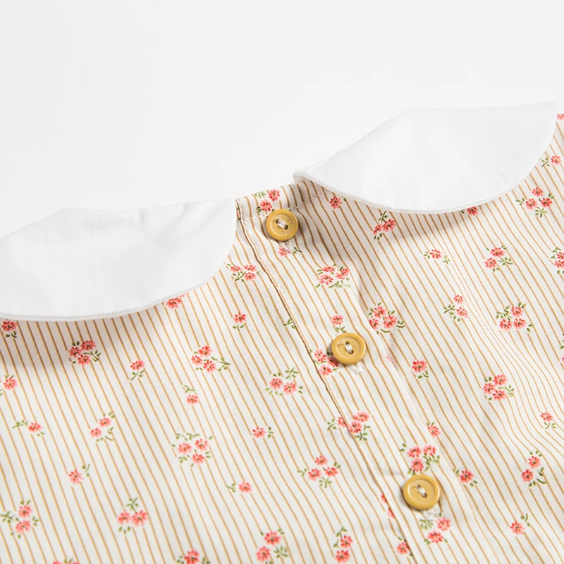 Рубашка детская демисезонная с цветочным принтом и рюшами