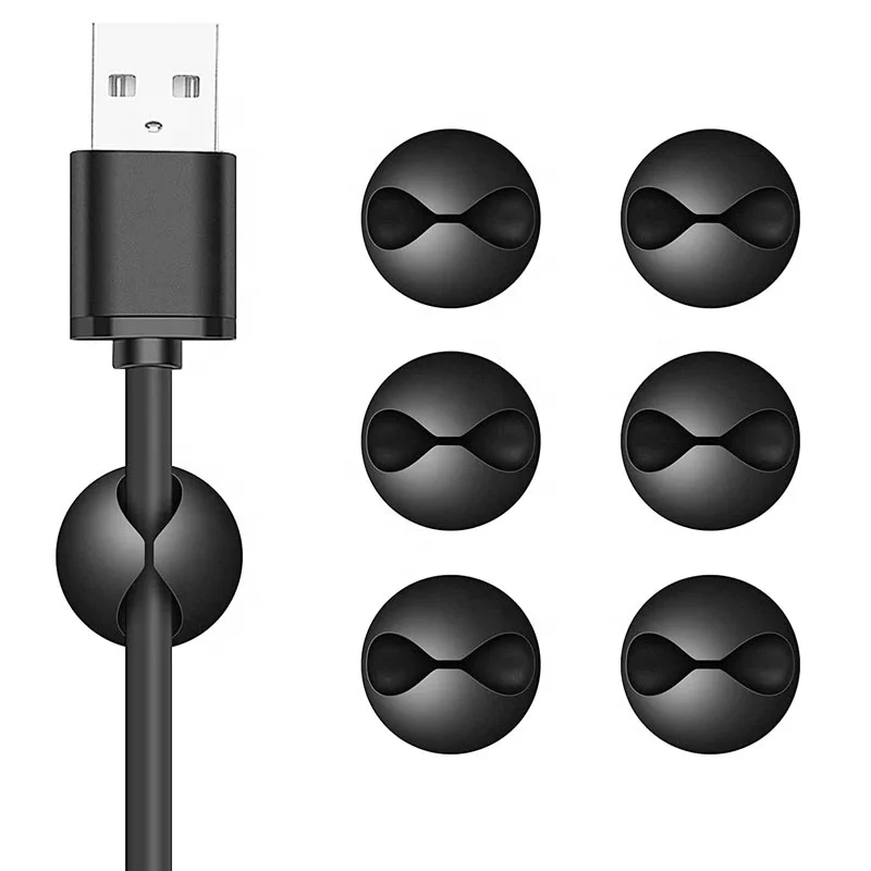 2 holes silicone cable organizer usb cable   clip  for wires management