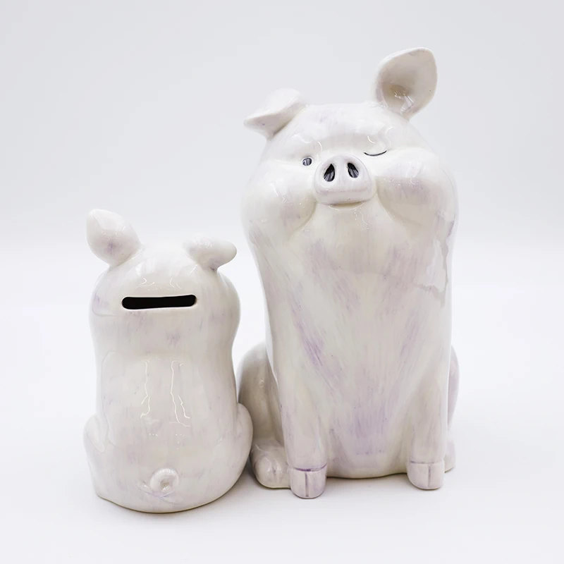Wholesale kids for birthday gift piggy bank custom children cute white ceramic pig shape money and coin piggy bank