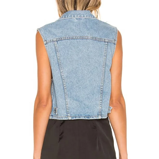 Casual high quality clothing denim vest women veste en jean